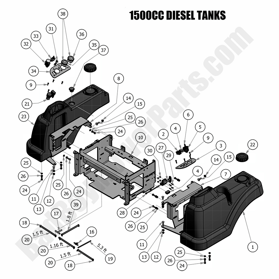 1840 - Bad Boy Mower Parts Lookup > 2018 > Diesel - 1500cc > Fuel Tanks